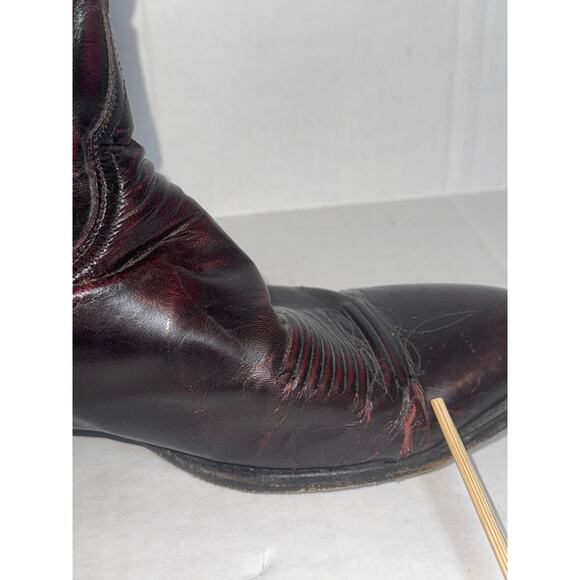 Lucchese Classics Black Cherry Leather Western Cowboy Boots Mens 11D Pull On - Picture 11 of 16